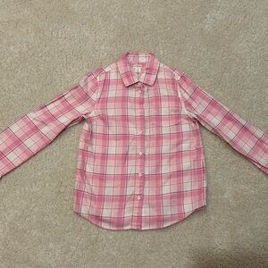 Crewcuts Girl’s Pink and White Plaid Button-Down Shirt in Size 12